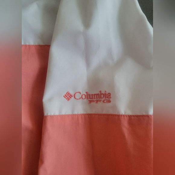 Columbia Sportswear Women's Harborside Windbreaker Hoodie - XL (Pink/White/Blue) - Picture 3 of 5